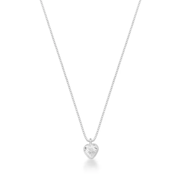 Colar de Prata 925 Ponto de Luz Coração 45cm