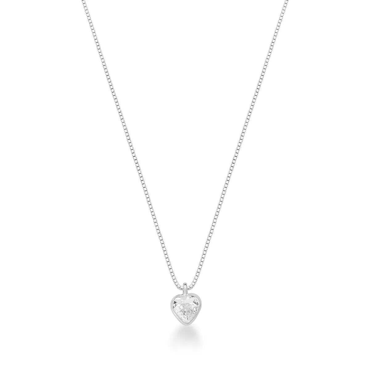 Colar de Prata 925 Ponto de Luz Coração 45cm