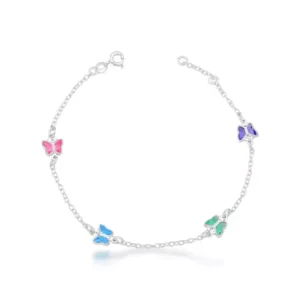 Pulseira Borboleta Colors de Prata 925